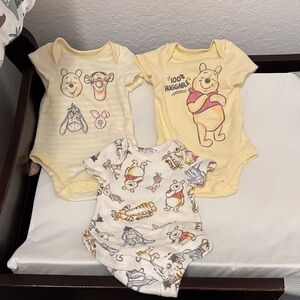 Disney Winnie the Pooh Bodysuit Trio - Yellow and Cream